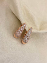 Load image into Gallery viewer, Diamonds Loaded Long Huggies Earrings Studs - Rose Plated
