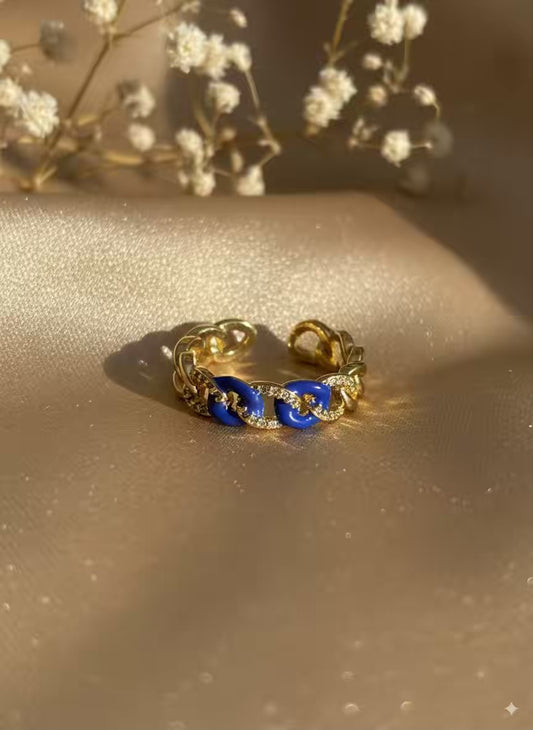 Blue Chain Gold Plated Premium Ring (Adjustable)