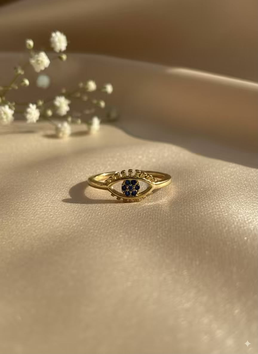 Evil Eye Gold Plated Premium Ring (Adjustable)