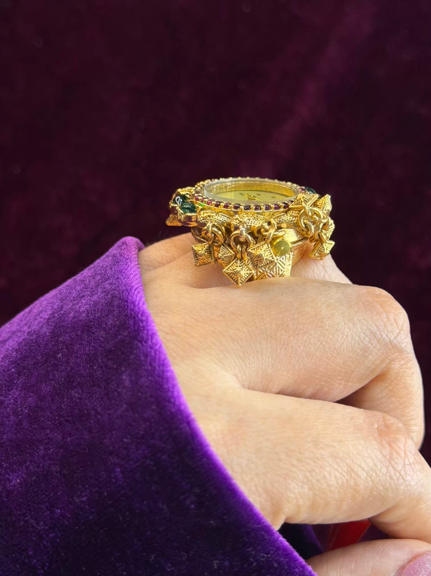 Ghungroo loaded Dial Maharani Watch Heritage Ring ( Adjustable)