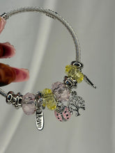 Load image into Gallery viewer, Pandora Style Pink Bug Tree Charms Bracelet With Customised Initial ( Silver)
