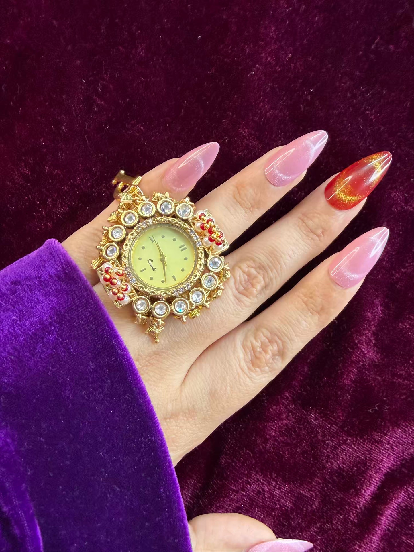 Ghungroo loaded Dial Maharani Watch Heritage Ring ( Adjustable)