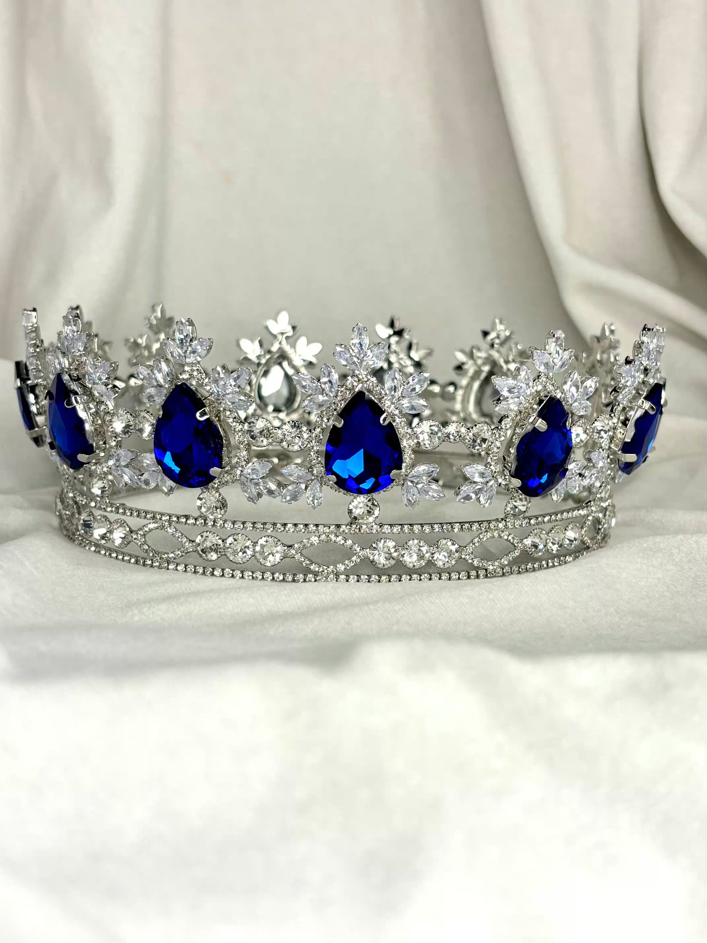 Blue Sapphire London Queen Crown - Silver Plated