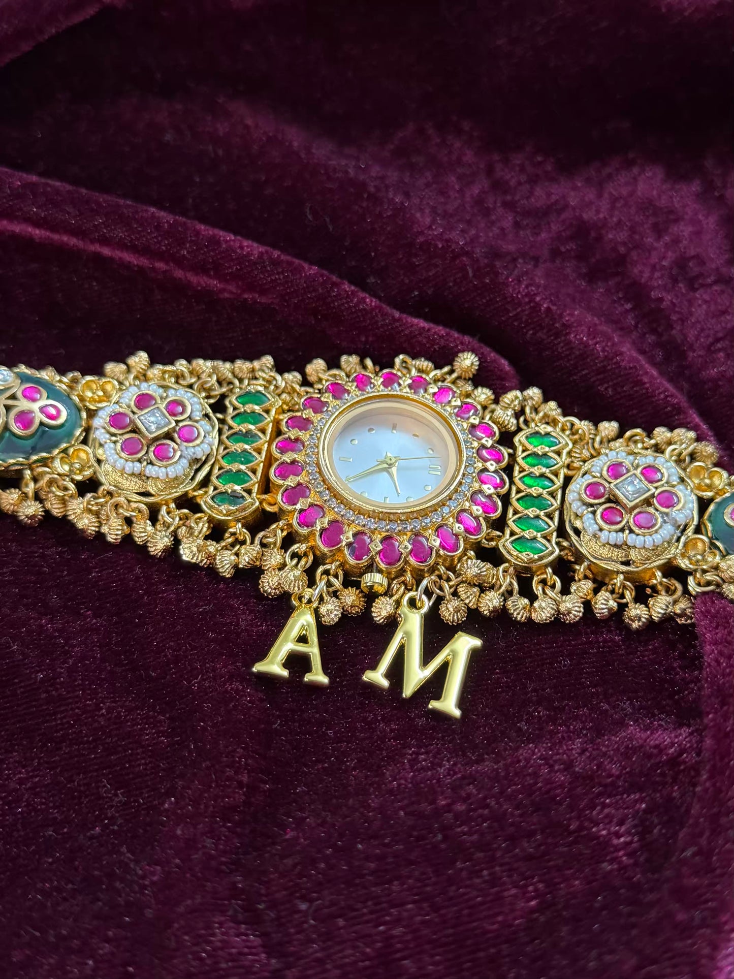 Creamy Kundan Heritage Maharani Watch Design Bracelet ( Only 2pcs Available)