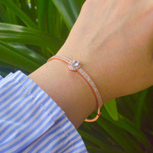 Load image into Gallery viewer, Oval Solitaire Simplistic Diamonds Kada Bracelet Bangle - Rose Gold
