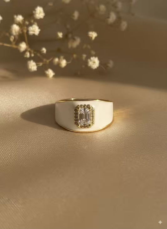 White Diamonds Gold Plated Premium Ring (Adjustable)