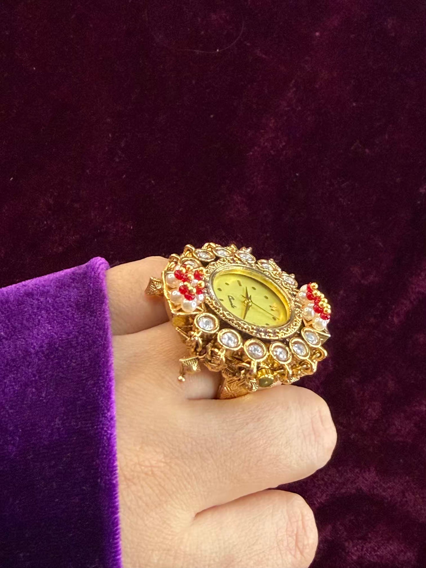 Ghungroo loaded Dial Maharani Watch Heritage Ring ( Adjustable)