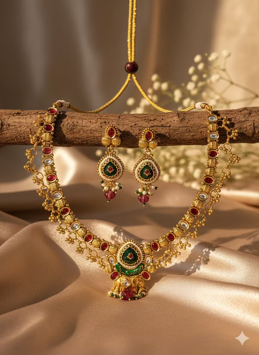 Elephant Heritage Loaded Necklace with Earrings