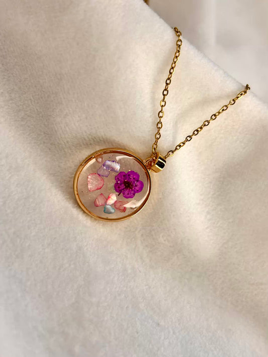 Cut Gemstones Floral Handmade Necklace