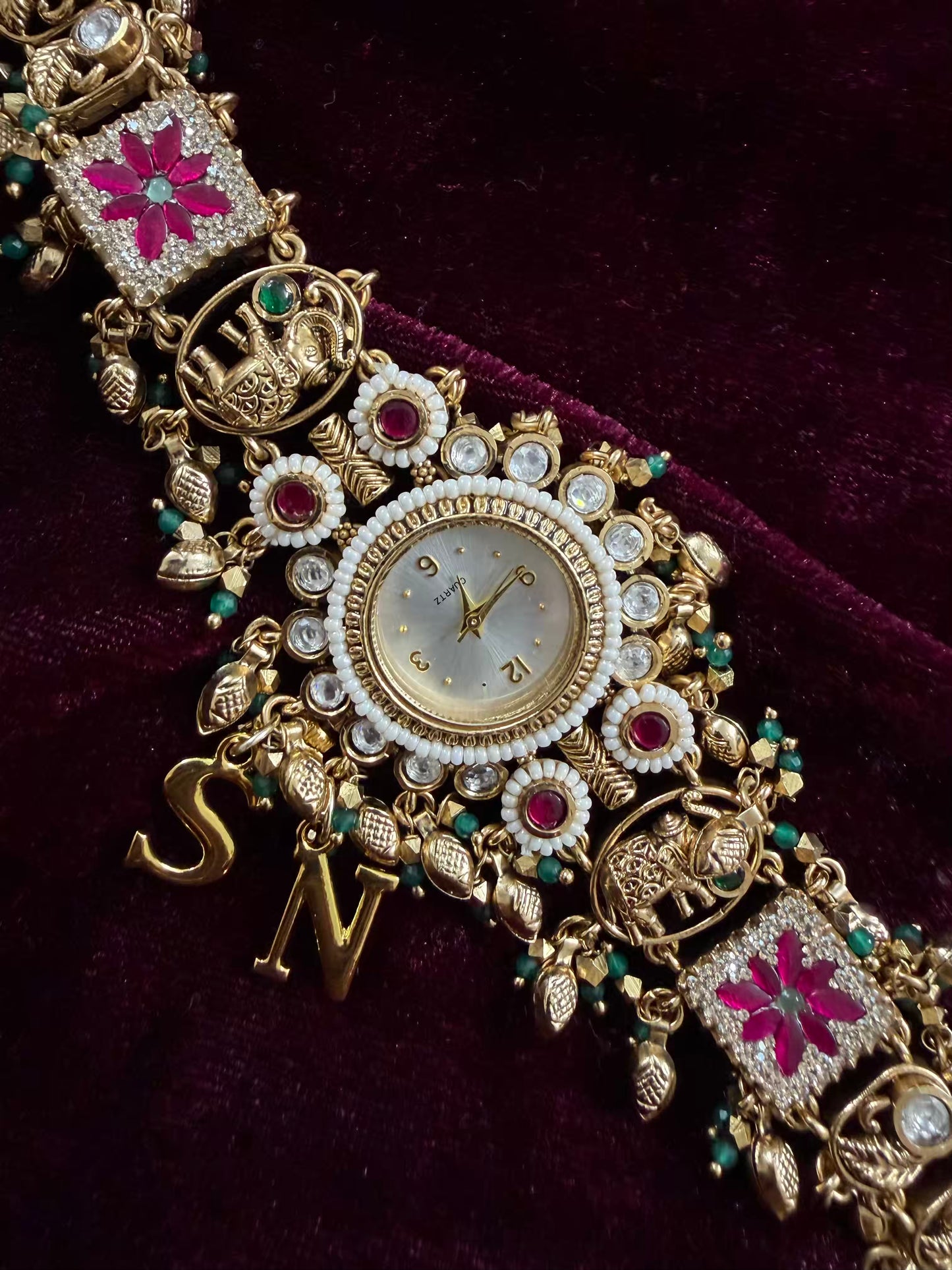 Vintage Look Gold Plated Heritage Maharani Watch 2.8 Adjustable with hooks