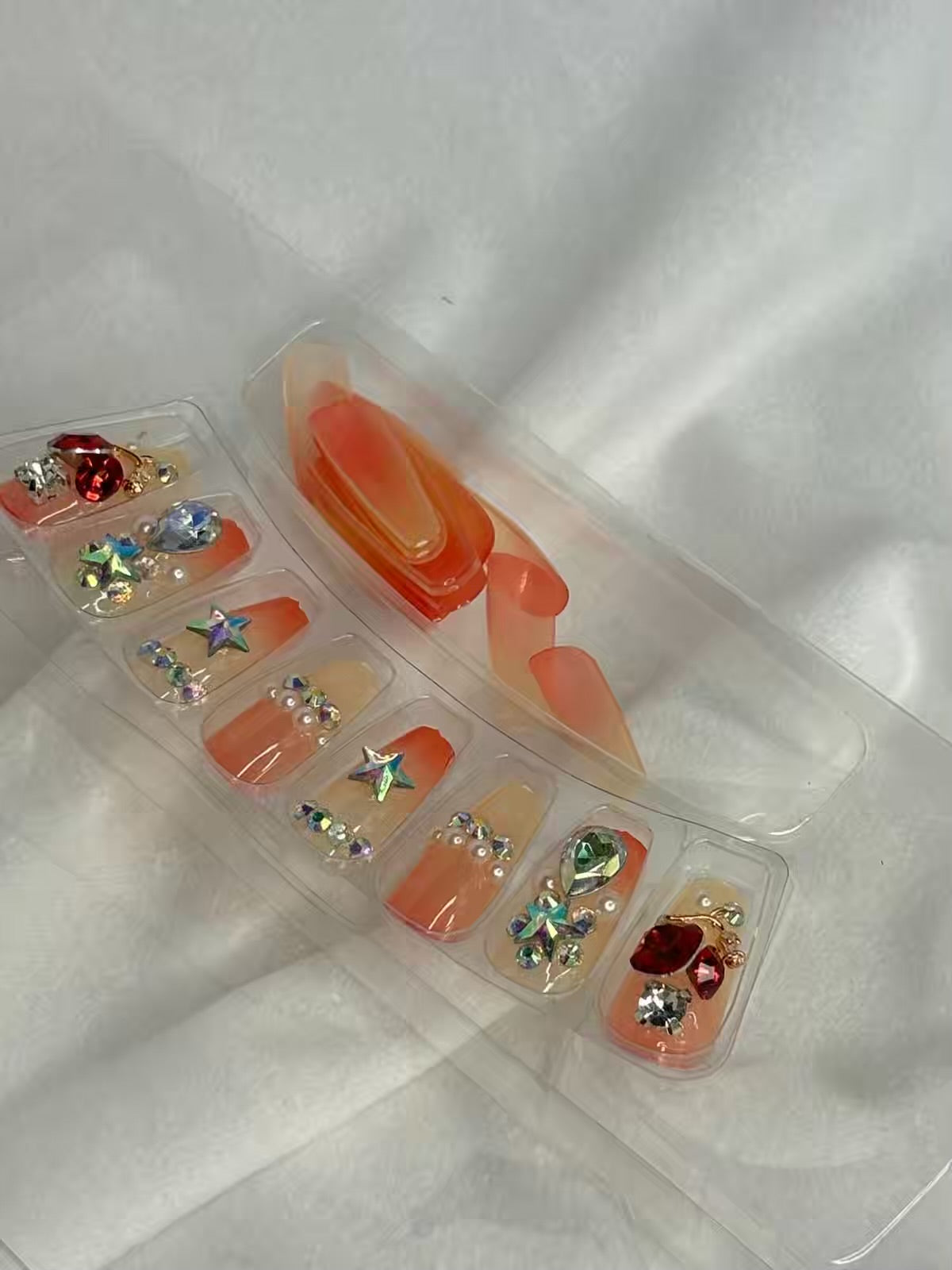 Orange Fancy Party Bridal Press On Nails ( Set of 24 )