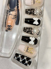 Load image into Gallery viewer, Pearly Black Fancy Party Press On Nails ( Set of 24 )
