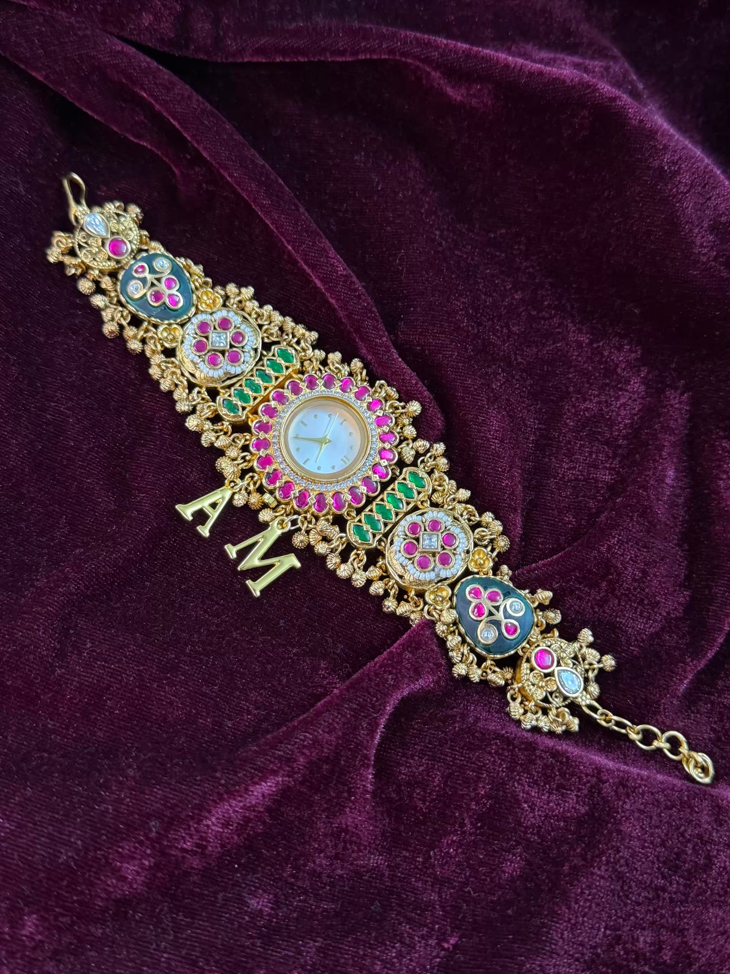 Creamy Kundan Heritage Maharani Watch Design Bracelet ( Only 2pcs Available)