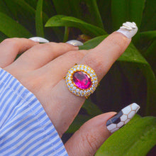 Load image into Gallery viewer, Pink Ruby Premium Stones Ring - Gold ( Adjustable )
