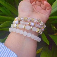 Load image into Gallery viewer, White Shell Beaded Red Jasper Bead Crystals Elastic Stretchable Bracelet With Customised Initial Unisex for  Men / Women
