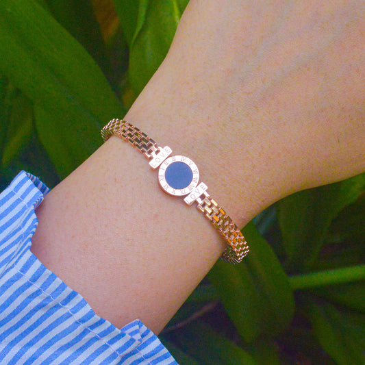 Roman Diamond Kada Bracelet Bangle - Rose Gold