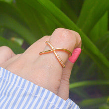 Load image into Gallery viewer, Cross Style Ring - Gold Adjustable
