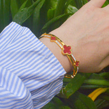 Load image into Gallery viewer, Genevia Blood Red Clover Flower Kada Bracelet Bangle -  Gold
