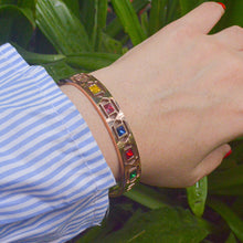 Load image into Gallery viewer, Avril Colourful Stones Studded Kada Bracelet Bangle -  Rose Gold
