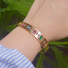 Load image into Gallery viewer, Avril Colourful Stones Studded Kada Bracelet Bangle -  Rose Gold
