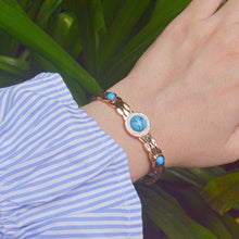 Load image into Gallery viewer, Blue Topaz Planets Kada Bracelet Bangle - Rose Gold
