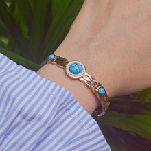 Load image into Gallery viewer, Blue Topaz Planets Kada Bracelet Bangle - Rose Gold
