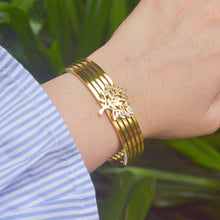 Load image into Gallery viewer, The Sacred Tree Broad Kada Bracelet Bangle - Gold Finish
