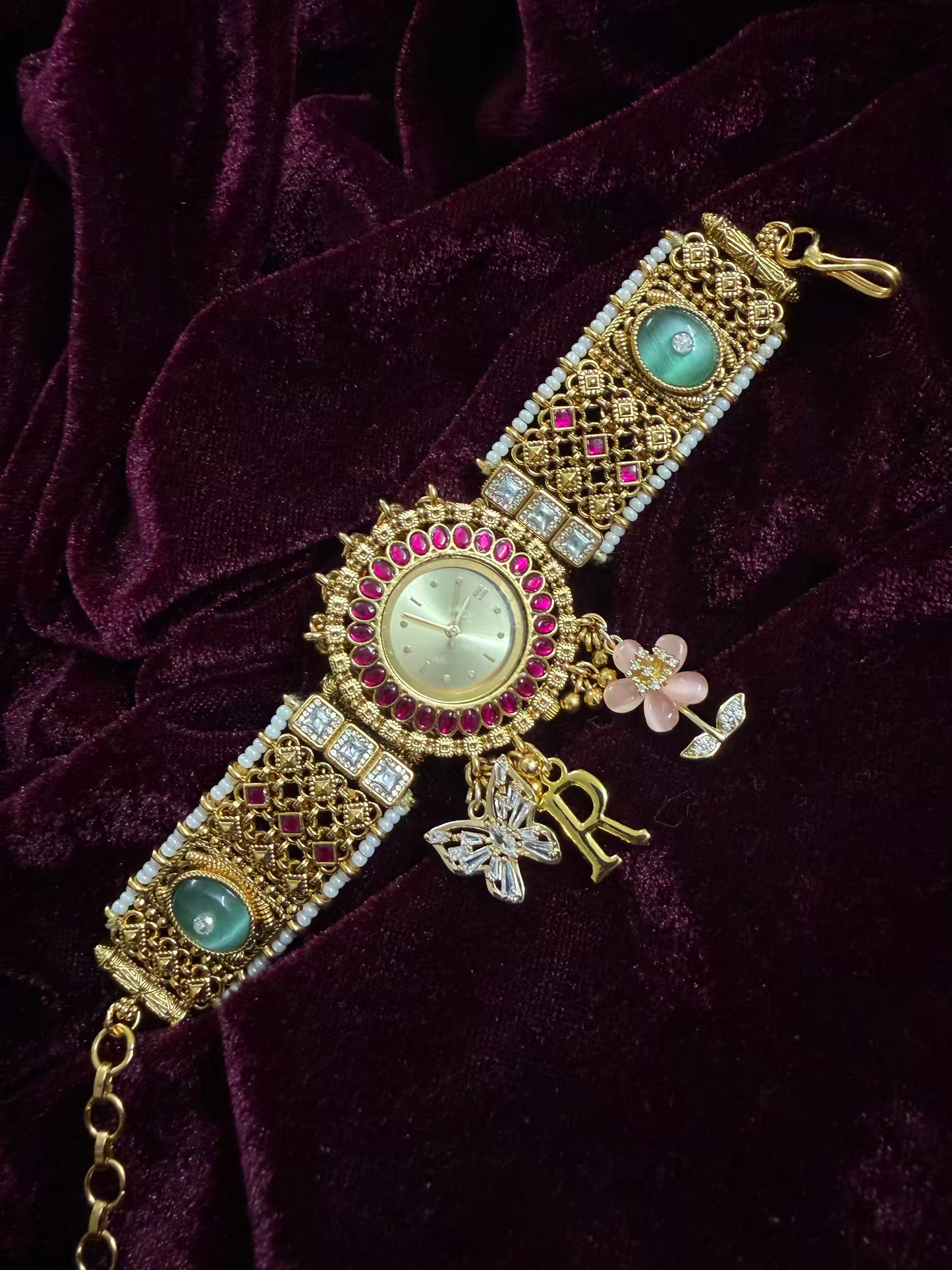 Round Dial Maharani Watch Heritage Bracelet ( Add your initial FREE ) (Copy)