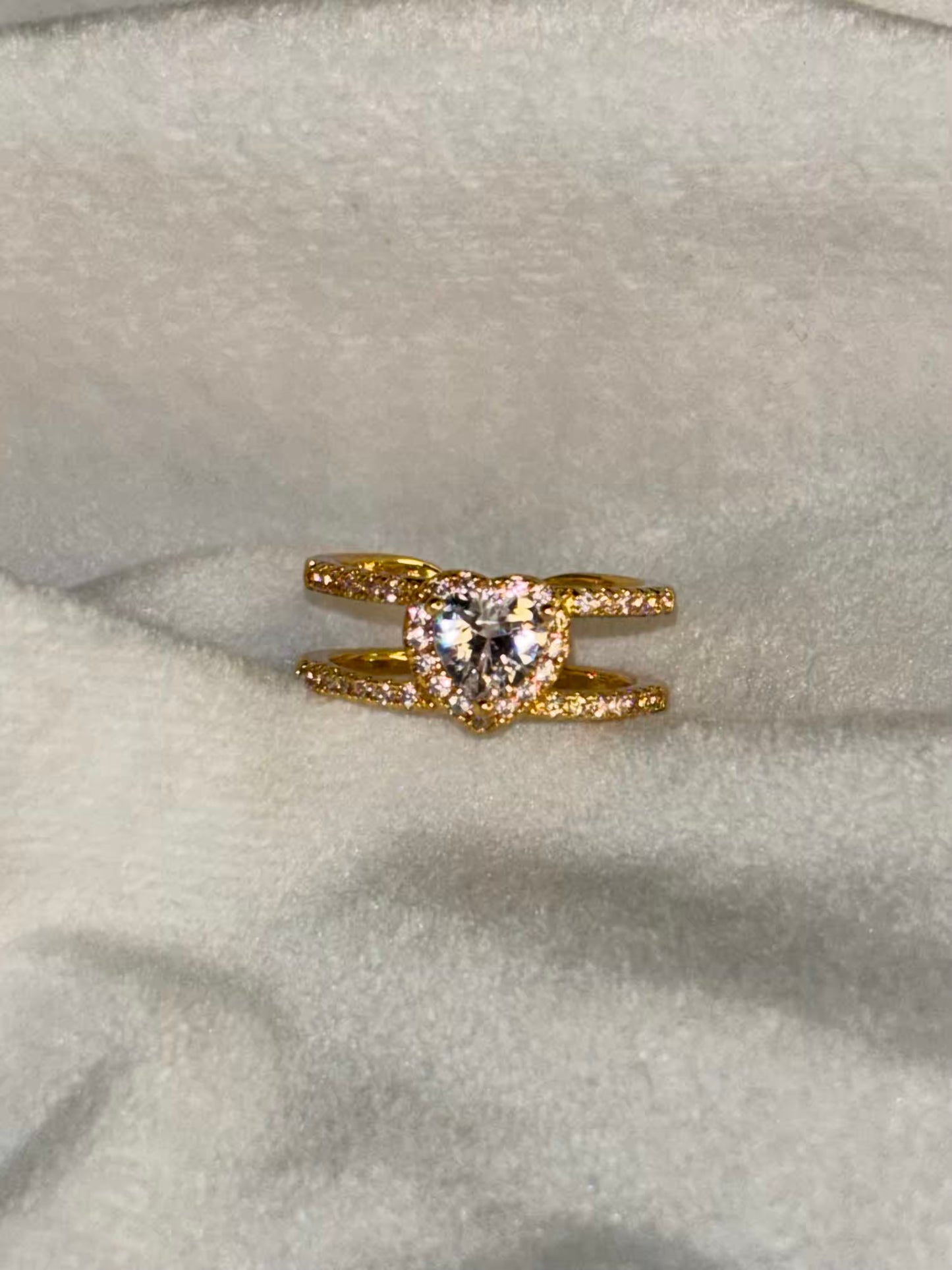 Heart Solitaire Ring Gold Adjustable