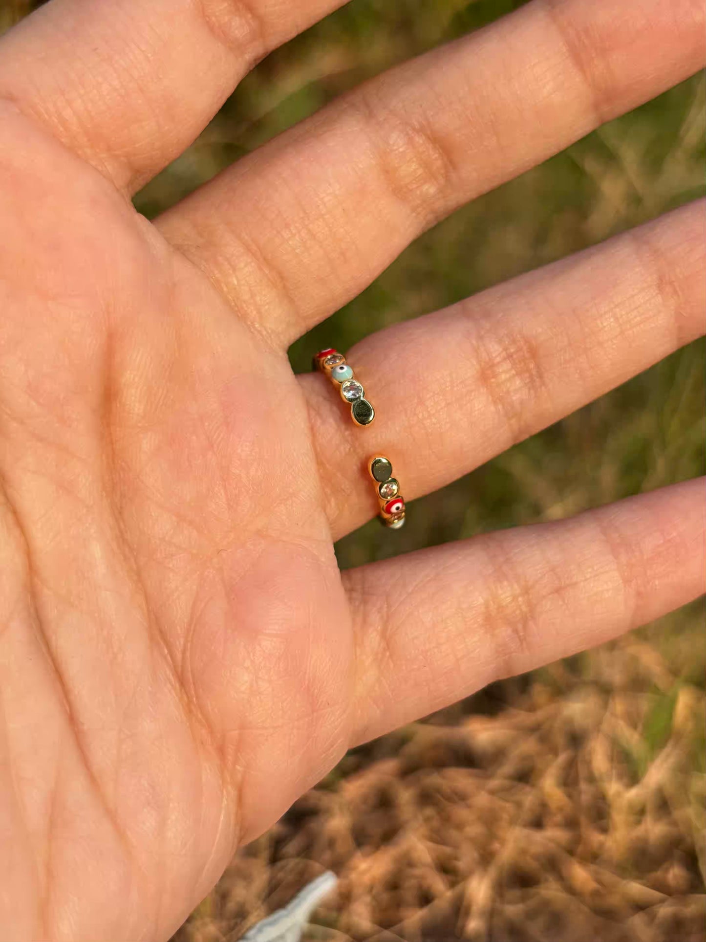 Colourful Thin Evil Eye  Band Ring - Adjustable
