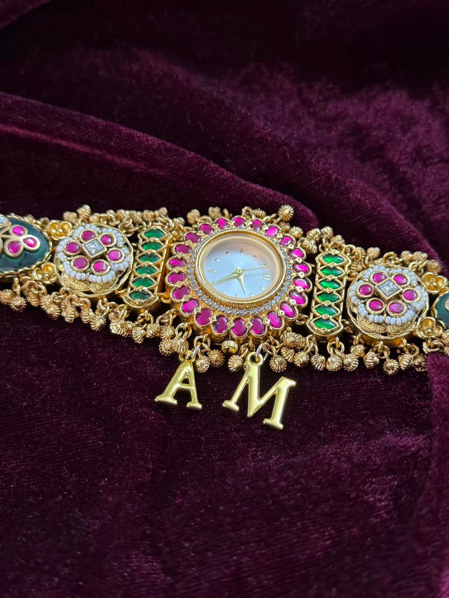 Creamy Kundan Heritage Maharani Watch Design Bracelet ( Only 2pcs Available)