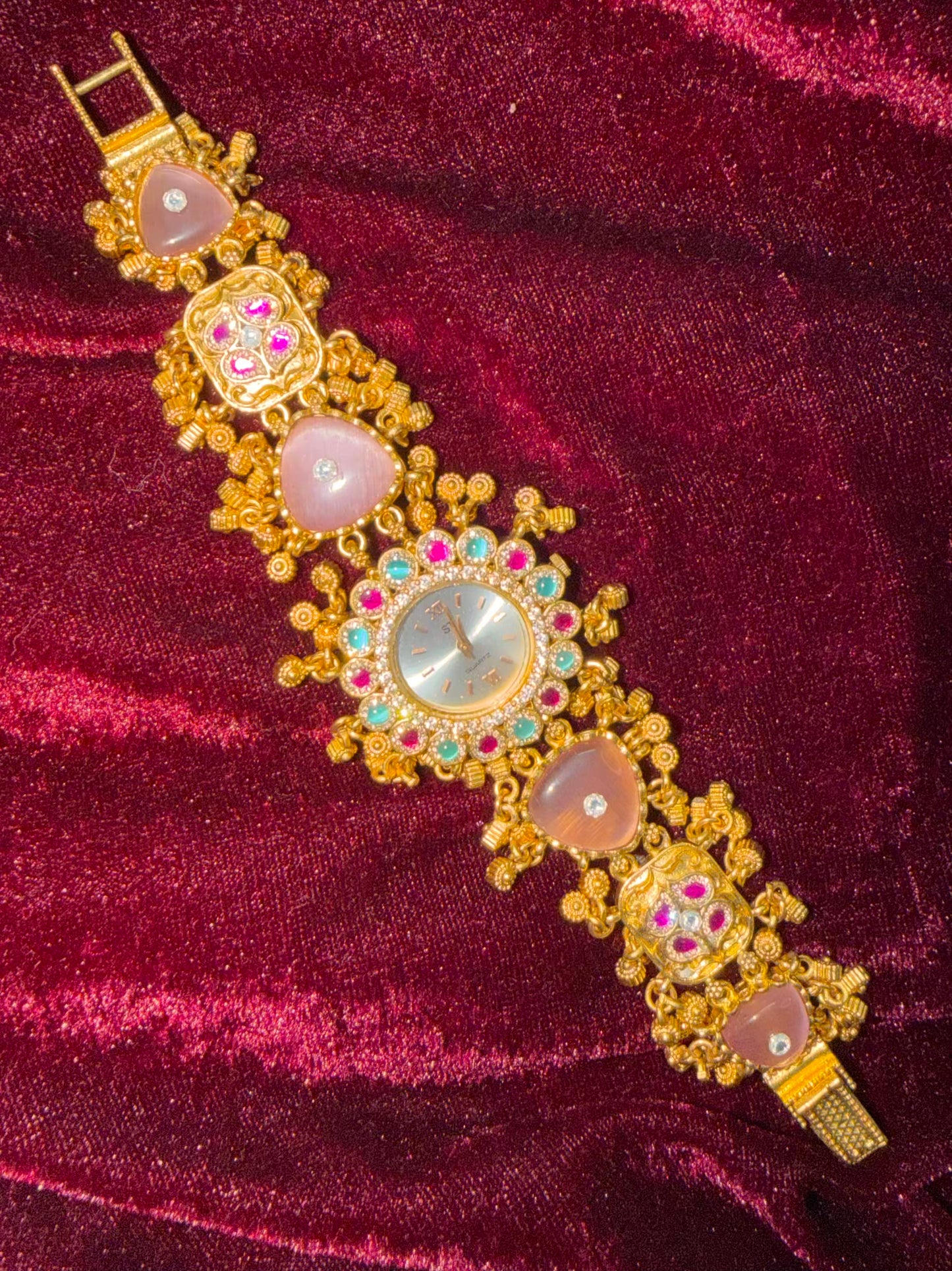 Pink Premium Gold Rajwadi Gold Plated Heritage Maharani Watch