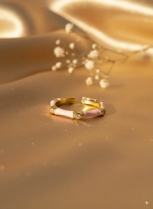White Hexa Gold  Plated Premium Ring (Adjustable)