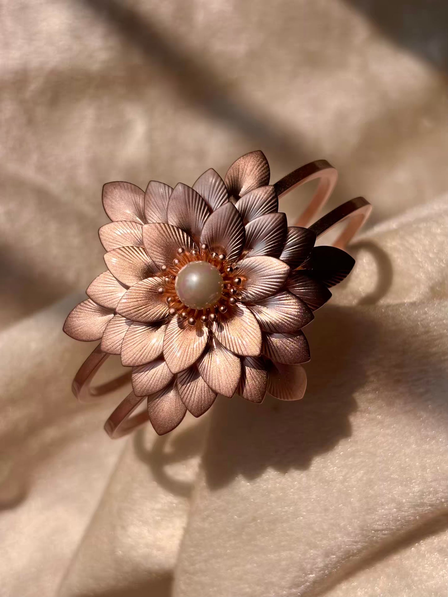 Real Rose Petals Pearly Bangle