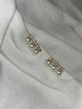 Load image into Gallery viewer, Linear Small Pearls Basic Earrings Studs - Silver Plated
