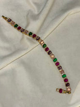 Load image into Gallery viewer, Colourful Cocktail Emerald Tennis Bracelet with Loaded Diamonds - Gold Plated
