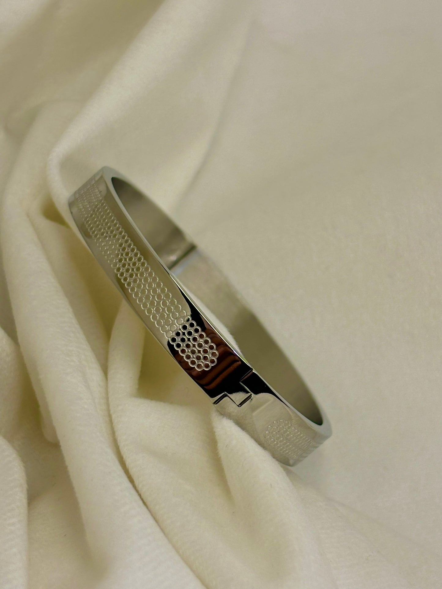 Simple Men Women Oval Silver Kadha Bangle Bracelet 2.8