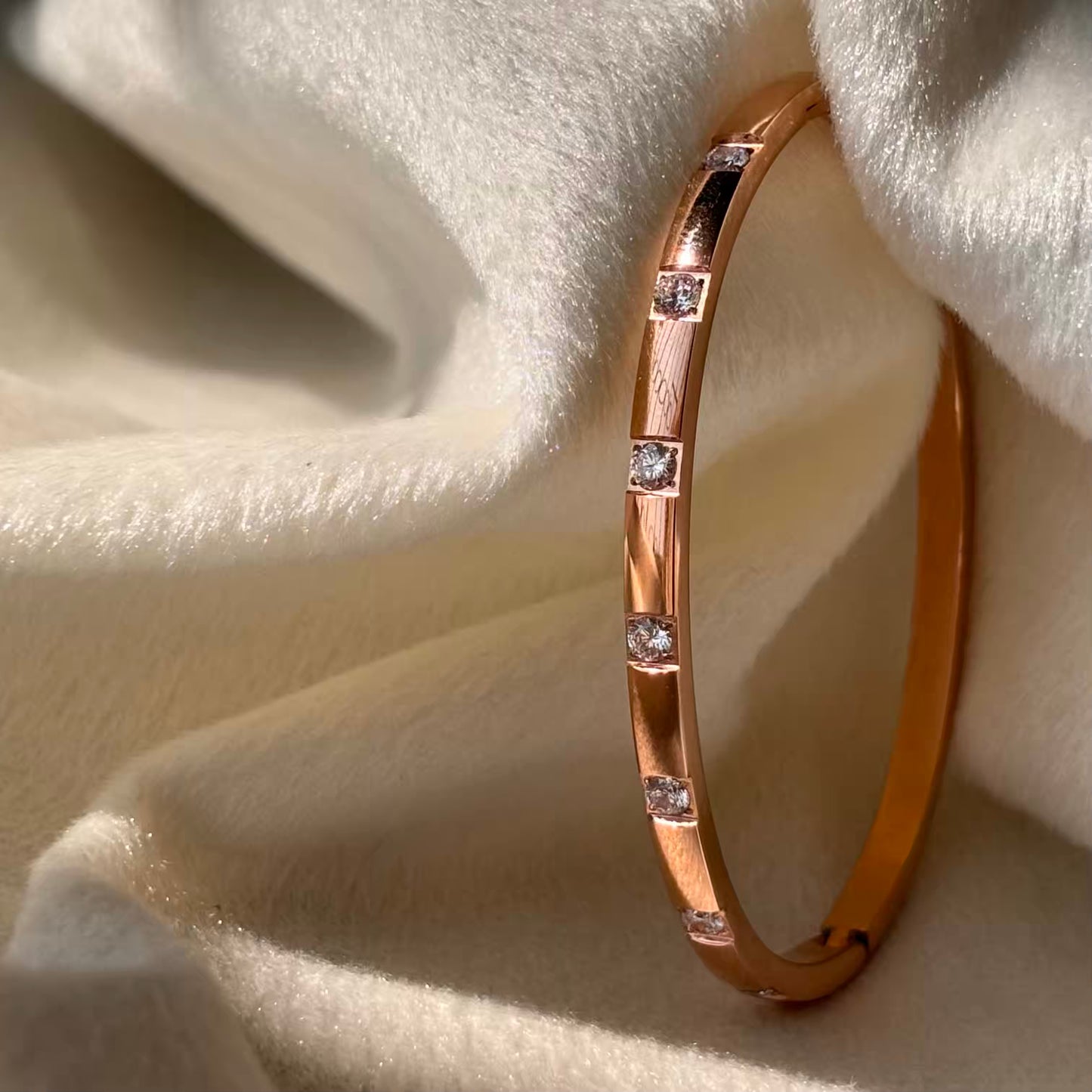 Rose Gold Diamond Sleek Bangle