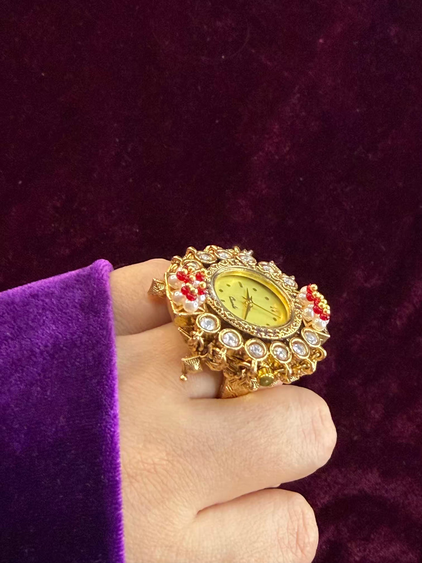 Ghungroo loaded Dial Maharani Watch Heritage Ring ( Adjustable)