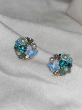 Load image into Gallery viewer, Blue Butterfly Small Pearly Earrings Studs - Gold Plated
