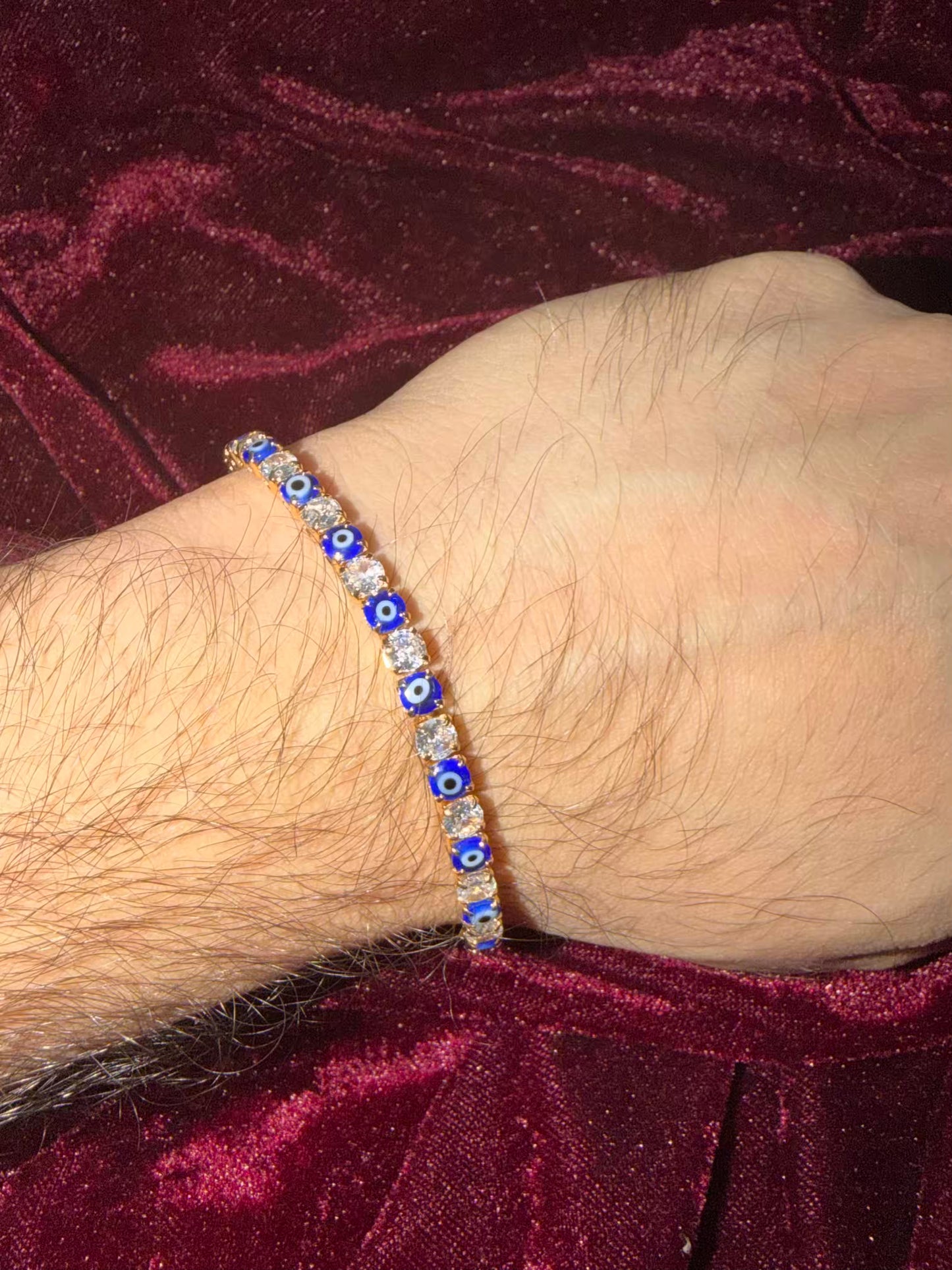 Men's Evil Eye Nazar Tennis Rakhi Bracelet ( Gold plated )
