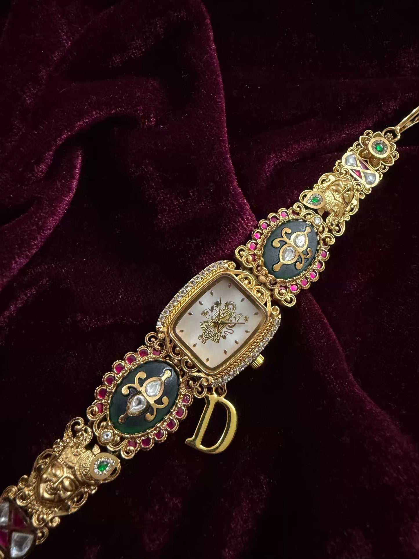 Shreenathji Krishna Maharani Heritage Watch Rakhi in Premium Swarovski (Free Initial)