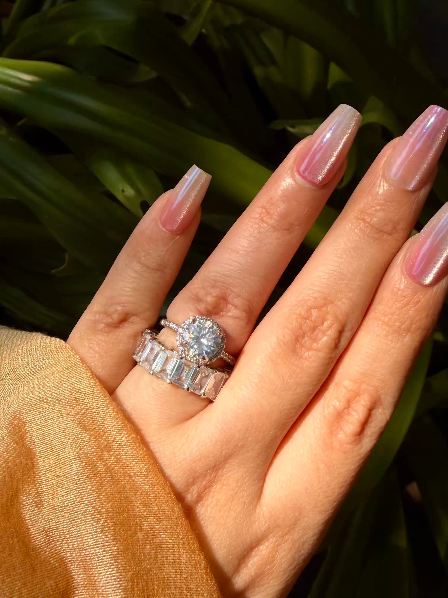 Kareena Diamonds Silver Plated Premium Ring Combo ( Solitaire + Band )