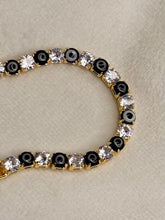 Load image into Gallery viewer, Black Evil Eye Shining Solitaire Diamonds Tennis Bracelet - Gold Colour
