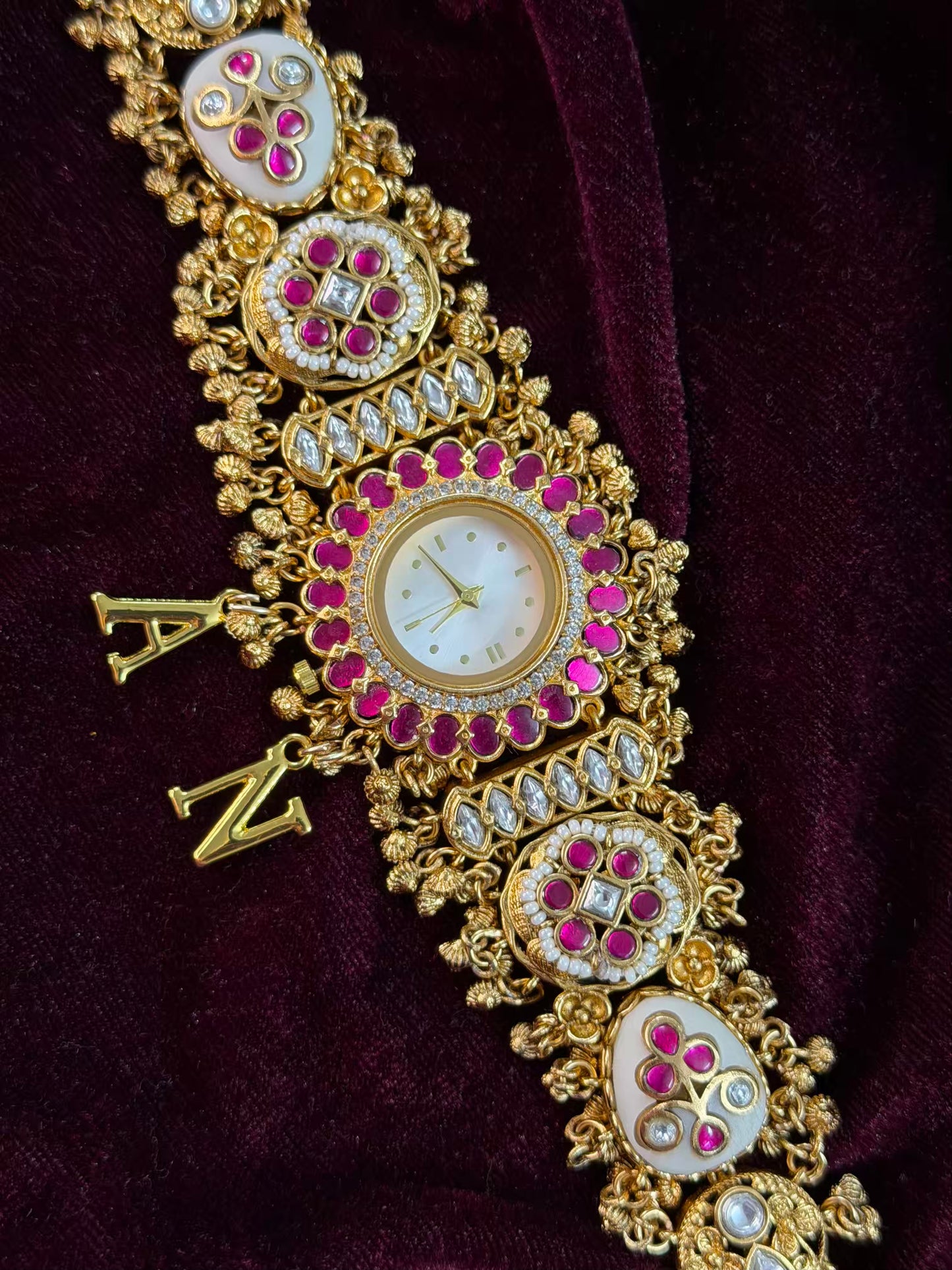 Creamy Kundan Heritage Maharani Watch Design Bracelet ( Only 2pcs Available)