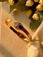 Load image into Gallery viewer, Oynx Stone Snake Kada Bracelet 18k Gold Plated Bangle
