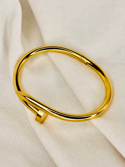 Thin Wrist Nail Baby Size Wrist Gold Bangle 2.2 - 2.4 Size