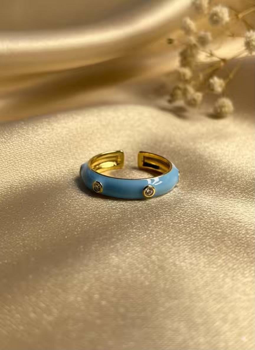 Grey Diamond Gold Plated Premium Ring (Adjustable)