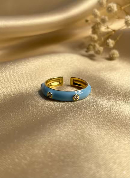 Grey Diamond Gold Plated Premium Ring (Adjustable)