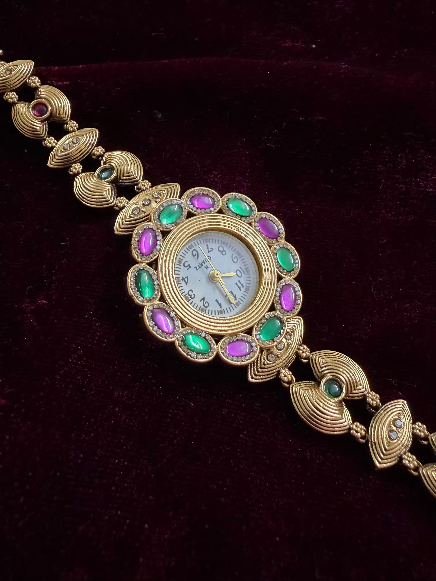 Premium Dial Maharani Kundan Watch Design Heritage Bracelet